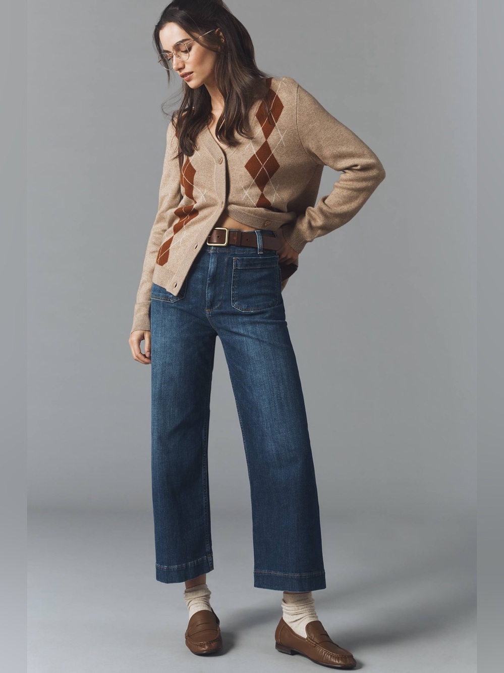 Anthropologie Maeve Colette High-Rise Wide-Leg Cropped Jeans Size 33